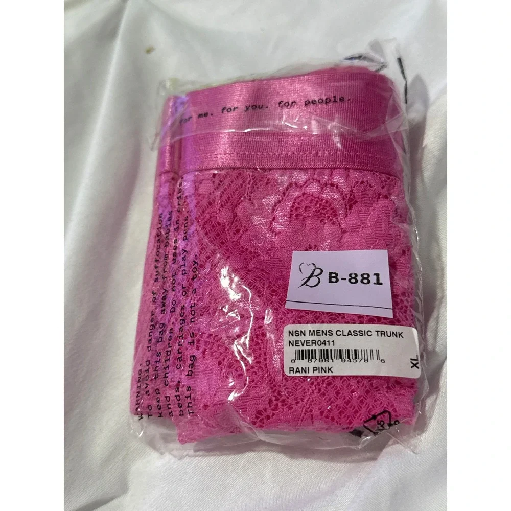 Cosabella Men's Never Say Never Hot Pink Lace Boxer Trunk Size XL‎